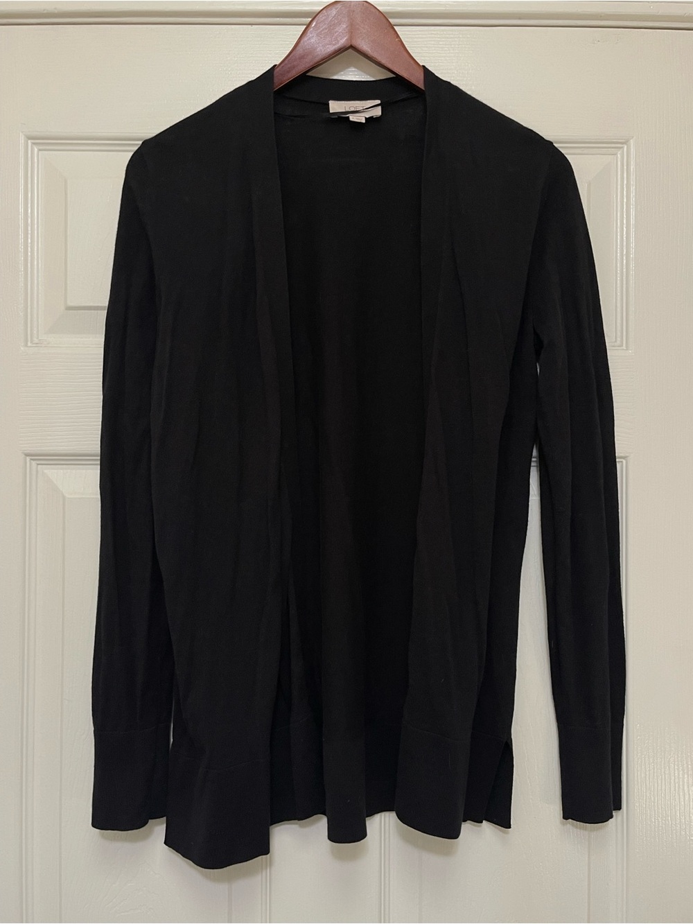 LOFT Black Open-Front Lightweight Cardigan